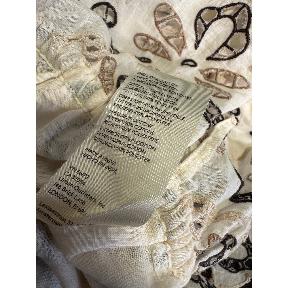 NWT By Anthropologie Embroidered Eyelet Blouse Cotton Size Medium Milkmaid Boho - Picture 8 of 16
